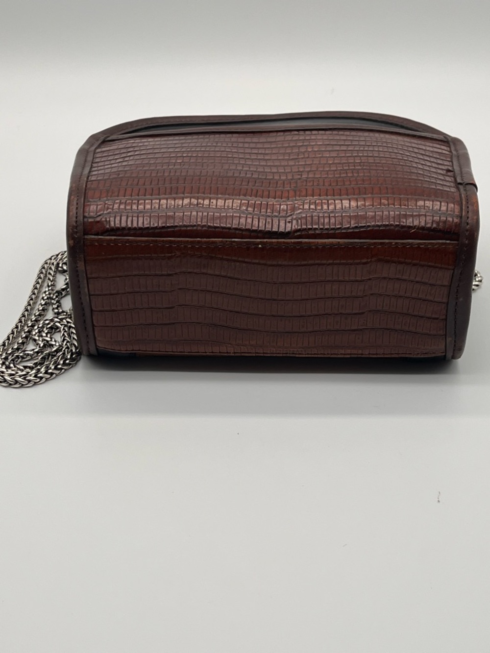 Brighton Vintage Brown Black Croc-Embossed Crossbody Bag Small Saddle Leather - Picture 5 of 8